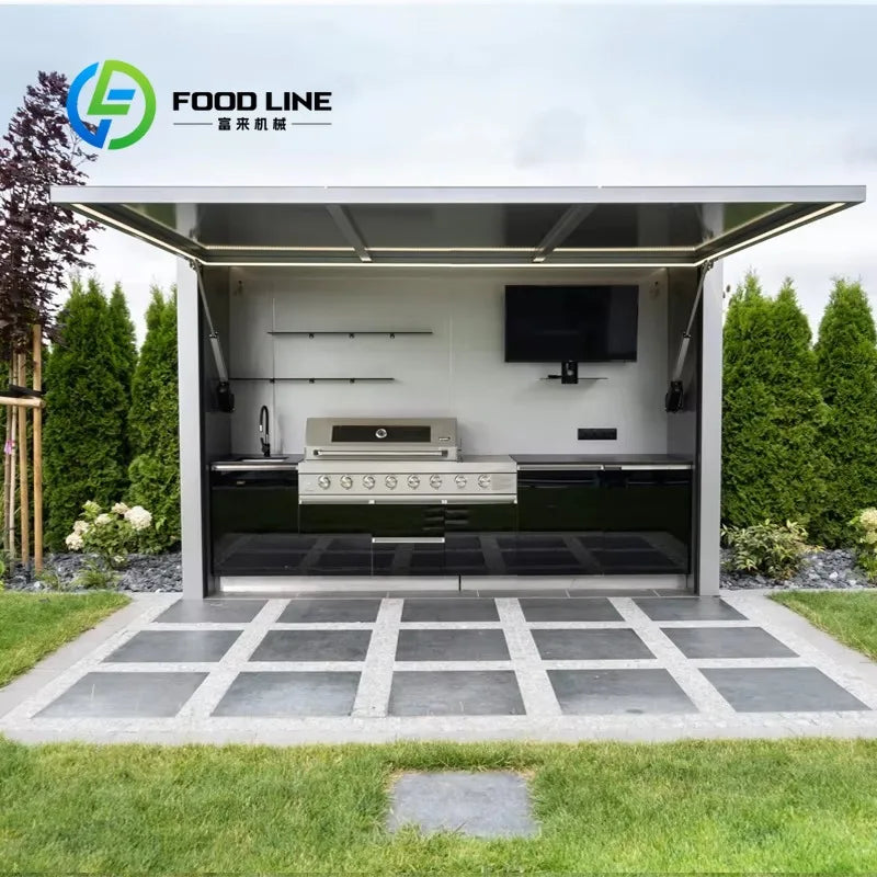 Outdoor Stainless Steel BBQ Pod With Sink And Fridge