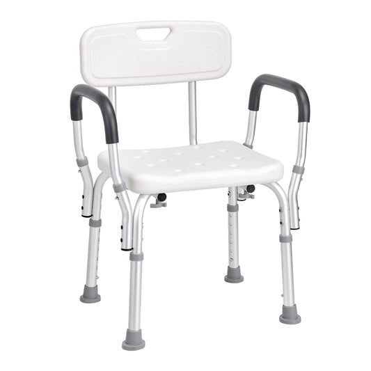 SucceBuy Adjustable Shower Chair With Backrest For Elderly