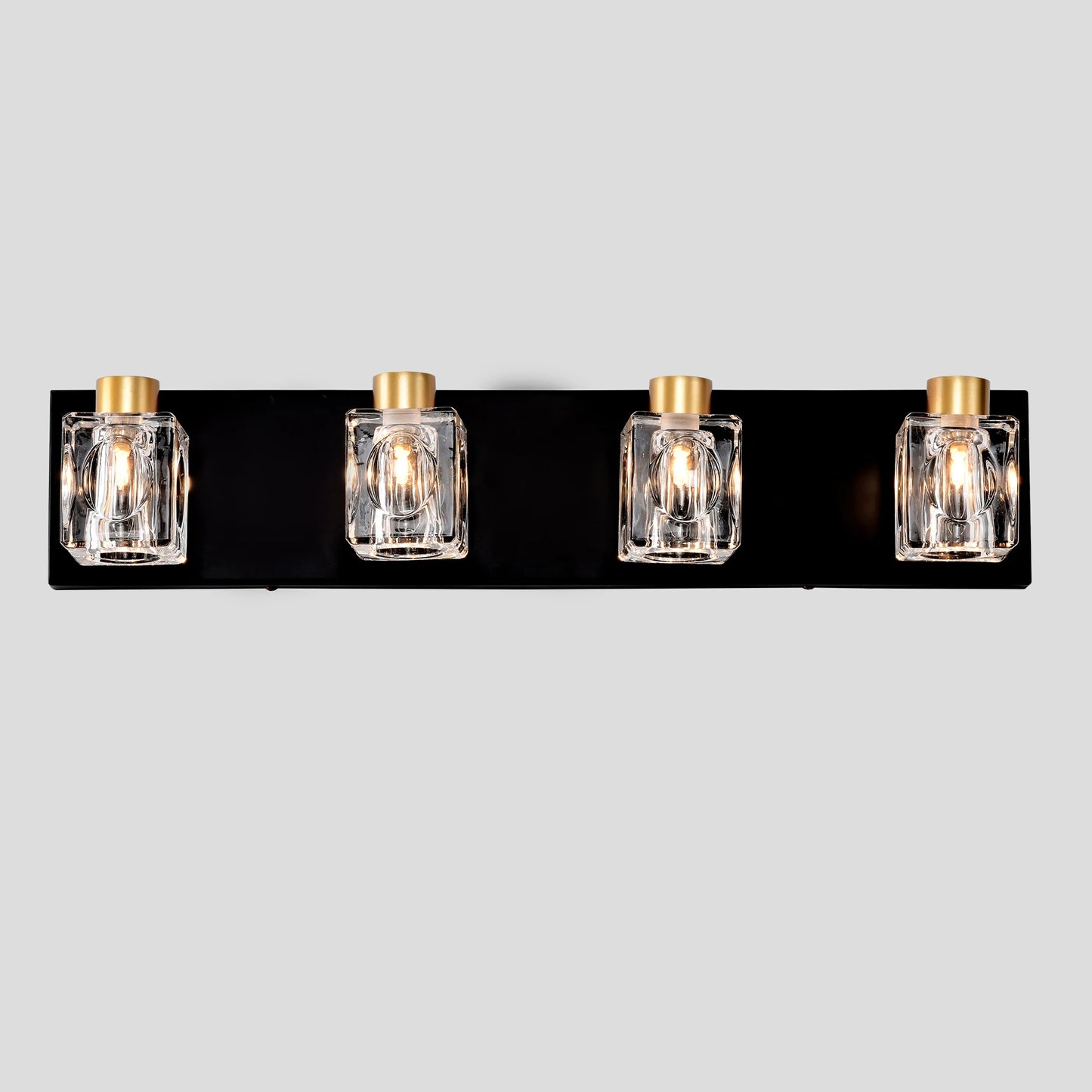 4 Light Matte Black Gold Bathroom Vanity Lights Crystals