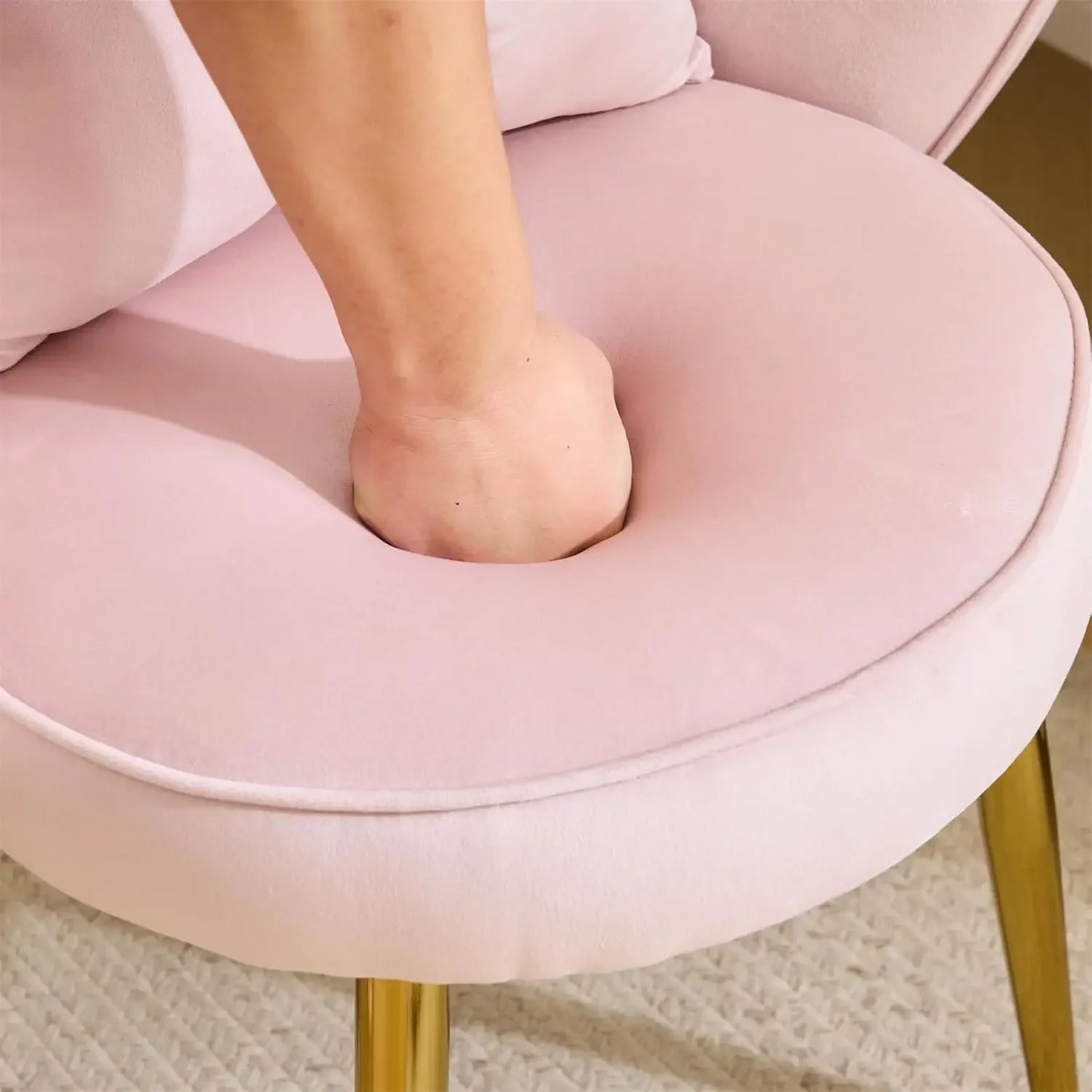 Petal Velvet Makeup Vanity Chair with Back for Girls Comfy Modern Design