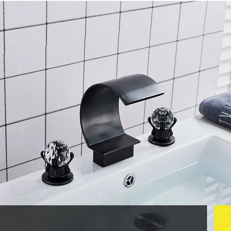 Suguword Crystal Deck Mounted Bathroom Faucet With Dual Handles