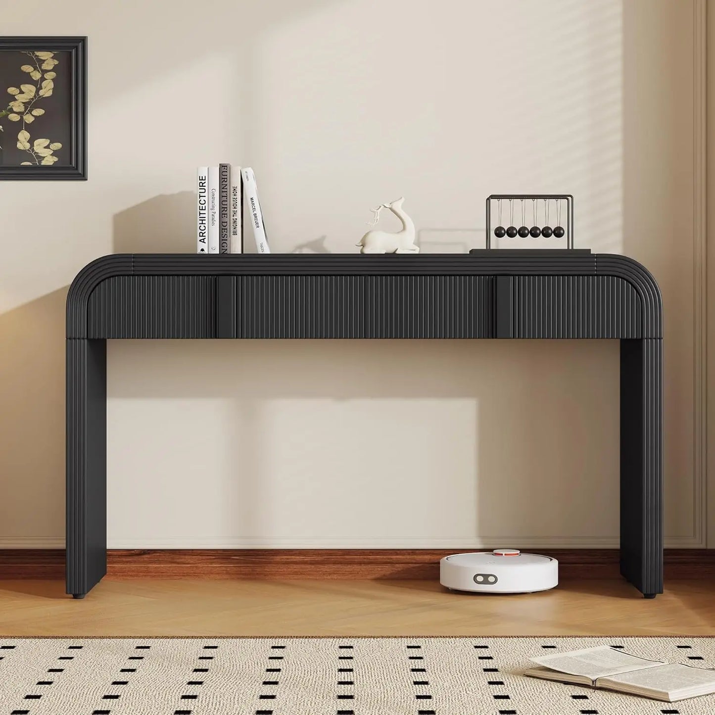 ZHENDAI Elegant Entryway Console Table With Fluted Design