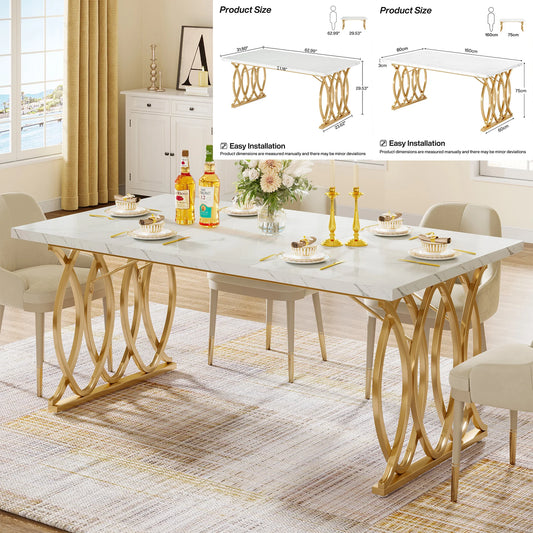 Tribesigns Modern Dining Table For Four Six Marble Top