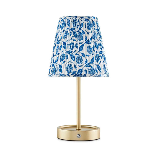 13 Inch Rechargeable Metal Decorative Light with Floral Pleated Shade
