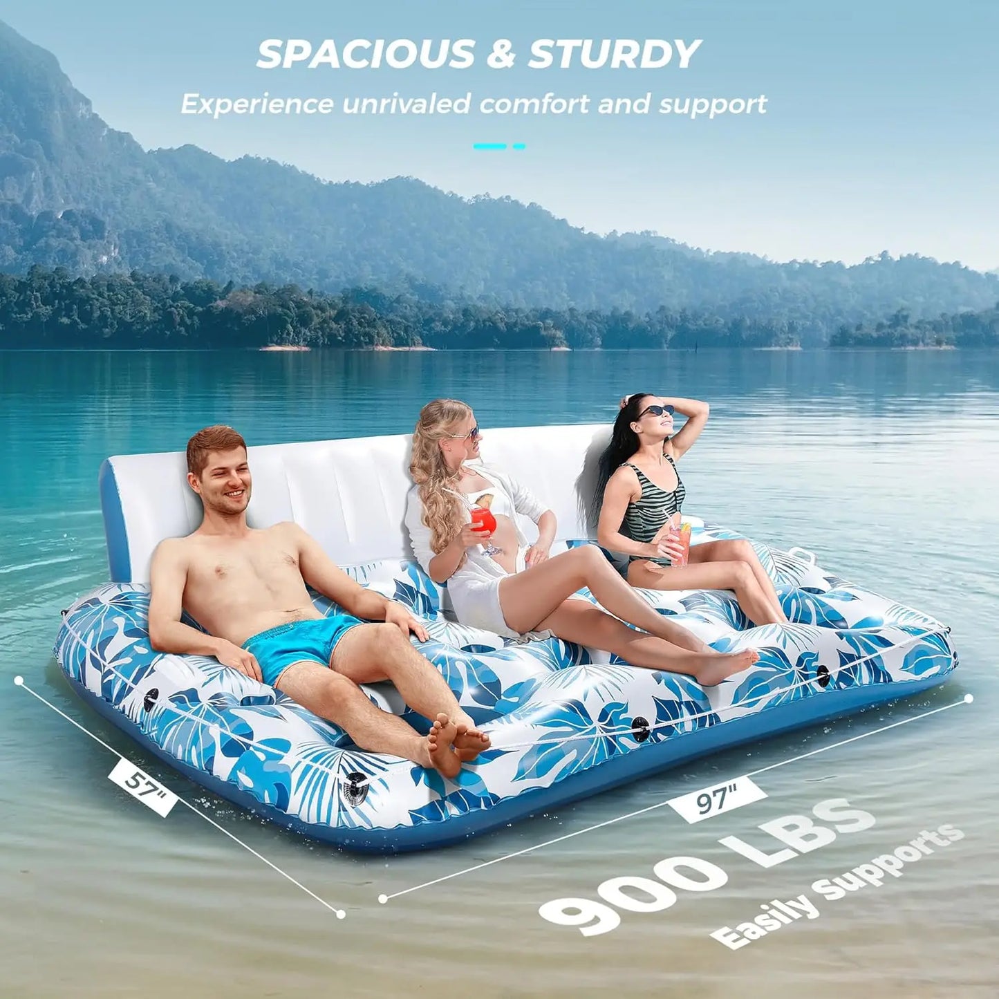 Pool Floats Inflatable Lounger One To Three With Backrest
