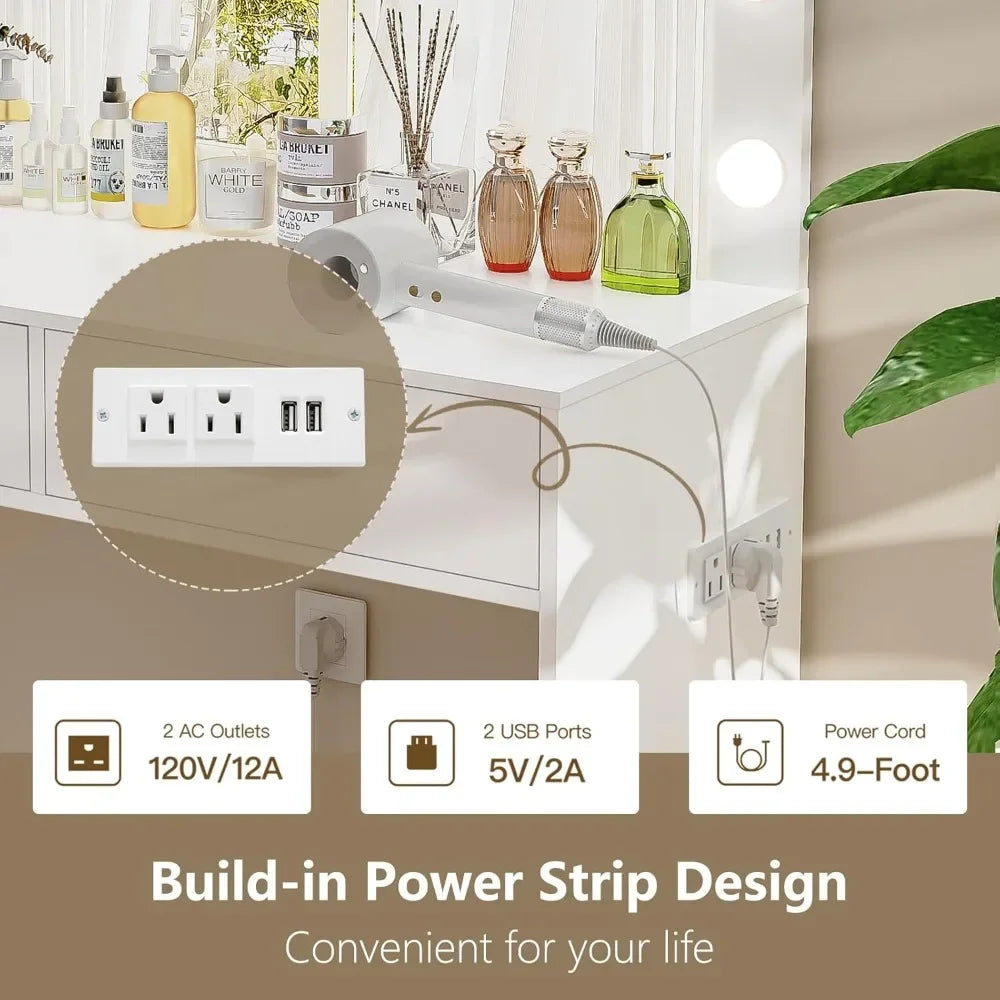 XMSJ Vanity Desk With Mirror And Lights