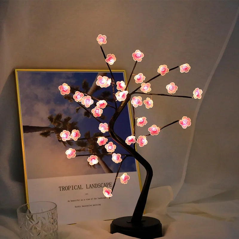 LED Golden Leaf Table Lamp Christmas Tree Night Light