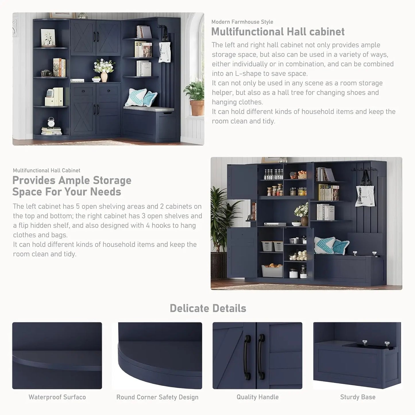 Hall Tree Storage Bench With Hooks And Shoe Organizer Cabinet Mudroom Furniture