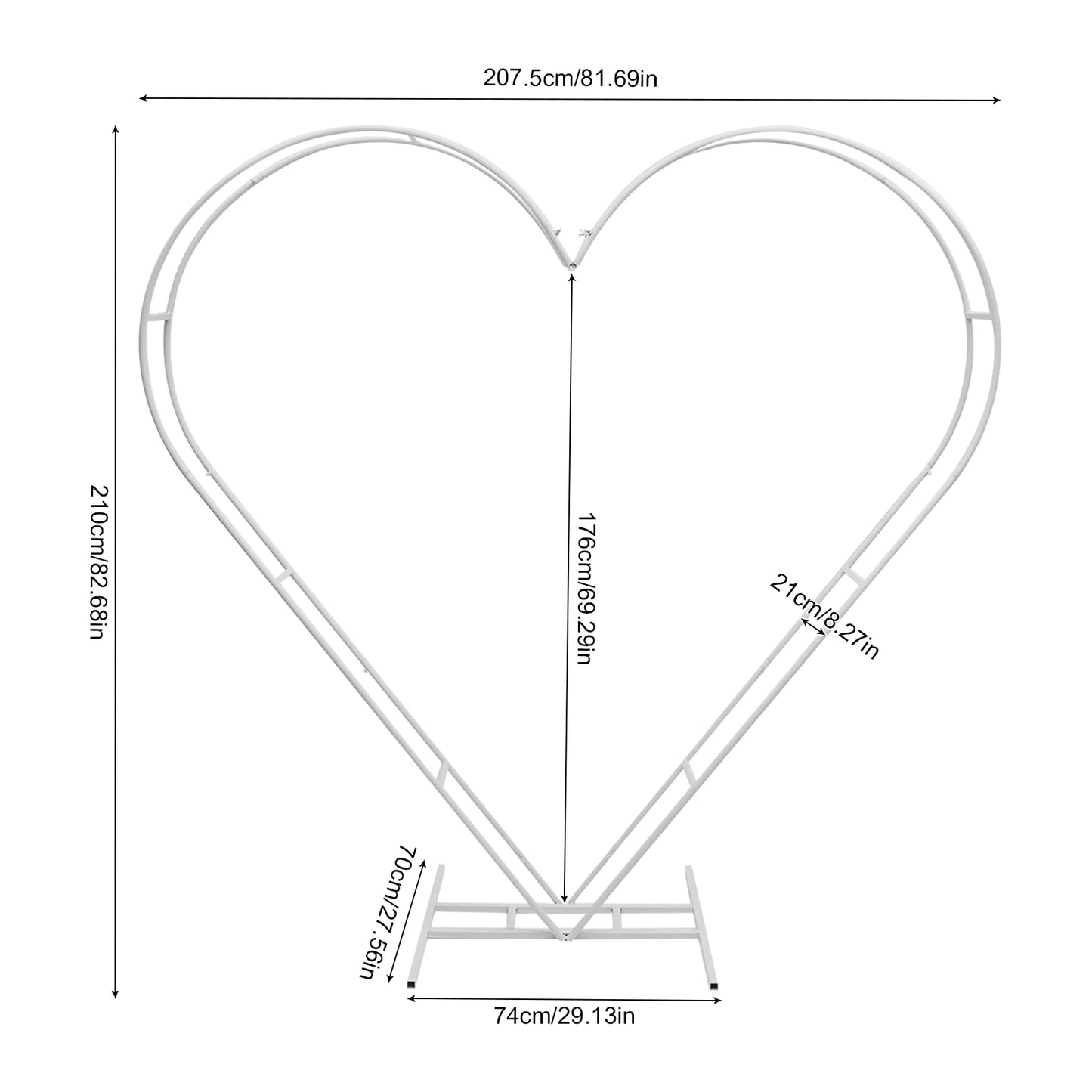 Heart Wedding Arch Metal Backdrop and Balloon Stand for Outdoor Ceremony