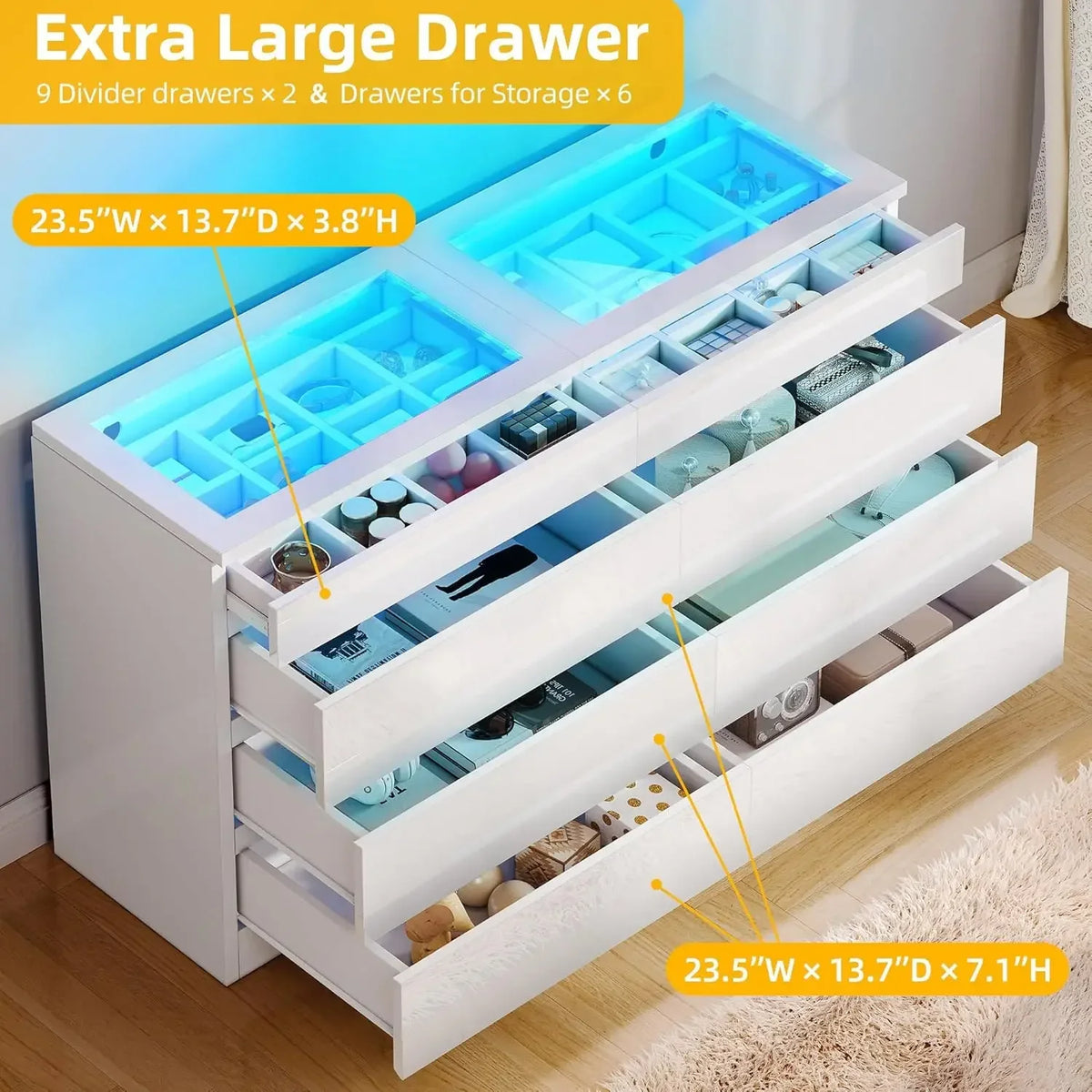 Modern Wooden Bedroom Dresser With Large Storage Cabinet