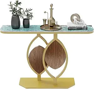 Sintered Stone Console Table With Metal Frame For Entryway