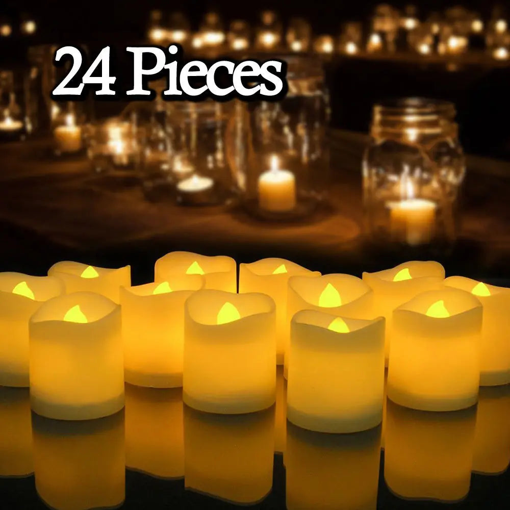 Feature Flameless LED Tealight Candles 12 Or 24 Pack