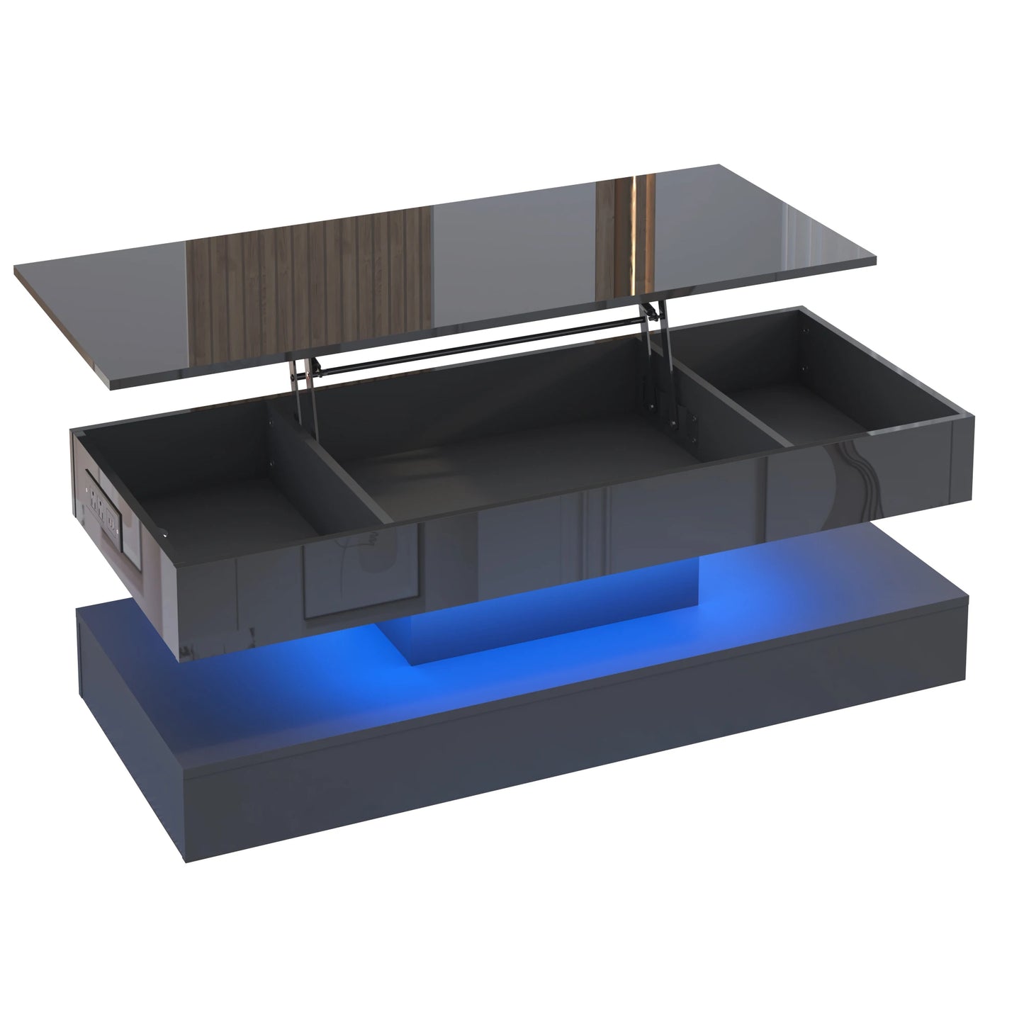 QiaoShiRen High Gloss LED Coffee Table for Living Room