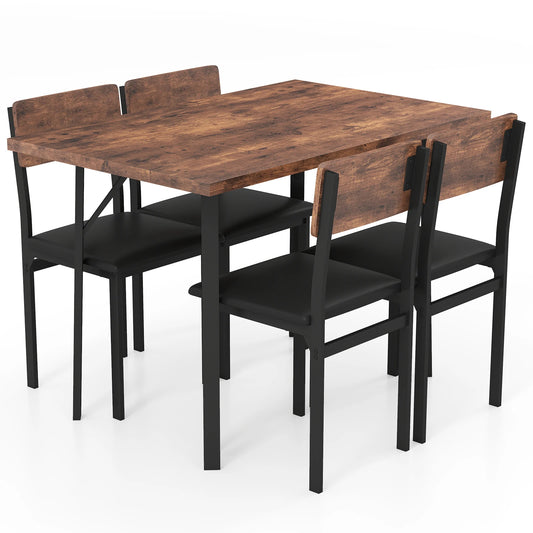 Homasis Wooden Dining Set With Four Stools For Kitchen