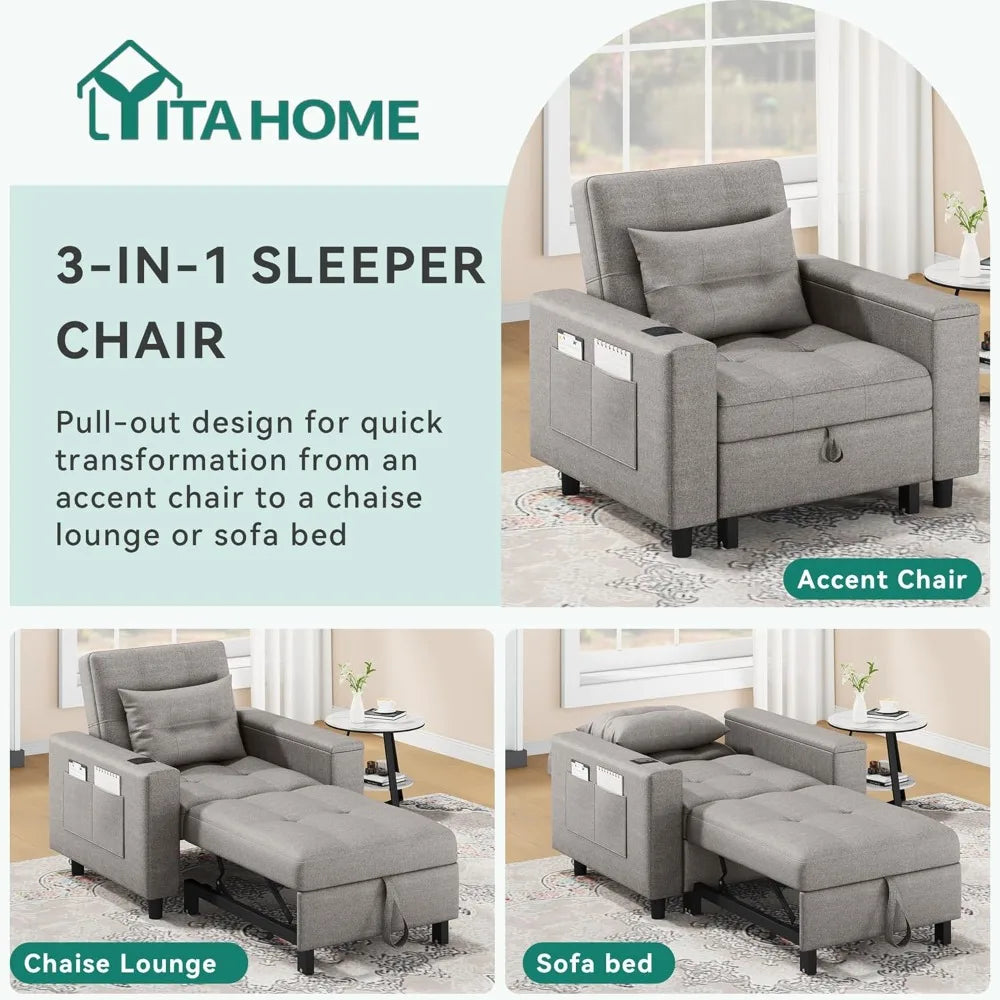 DAFIFY Sleeper Chair Bed 3In1 Convertible USB Ports