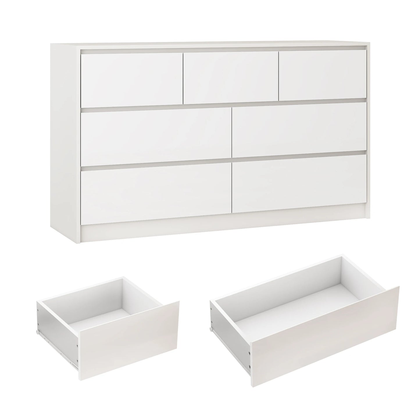 QiaoShiRen 7 Drawer Dresser With High Gloss Drawers