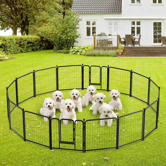 16 Panel 24 Inch Pet Exercise Playpen with Sound Reduction Cover and Clips