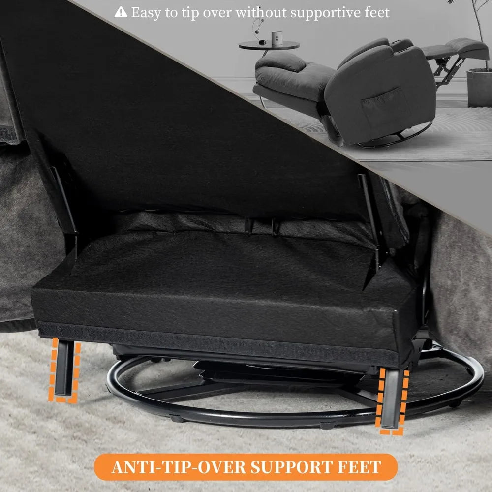 MKDK Modern Recliner Rocker 360 Degree Swivel Lounge