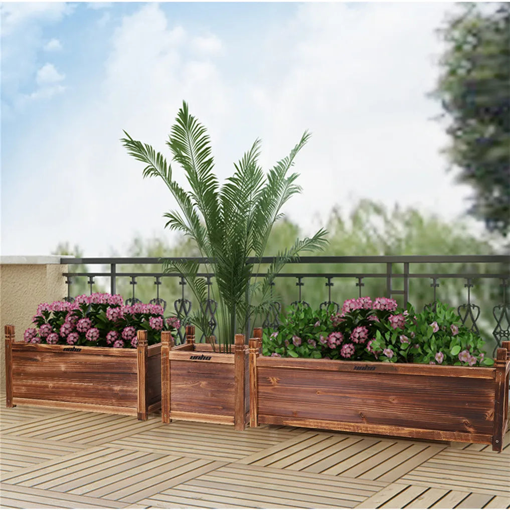 Wooden Raised Garden Planter Box For Vegetables Herbs Flowers