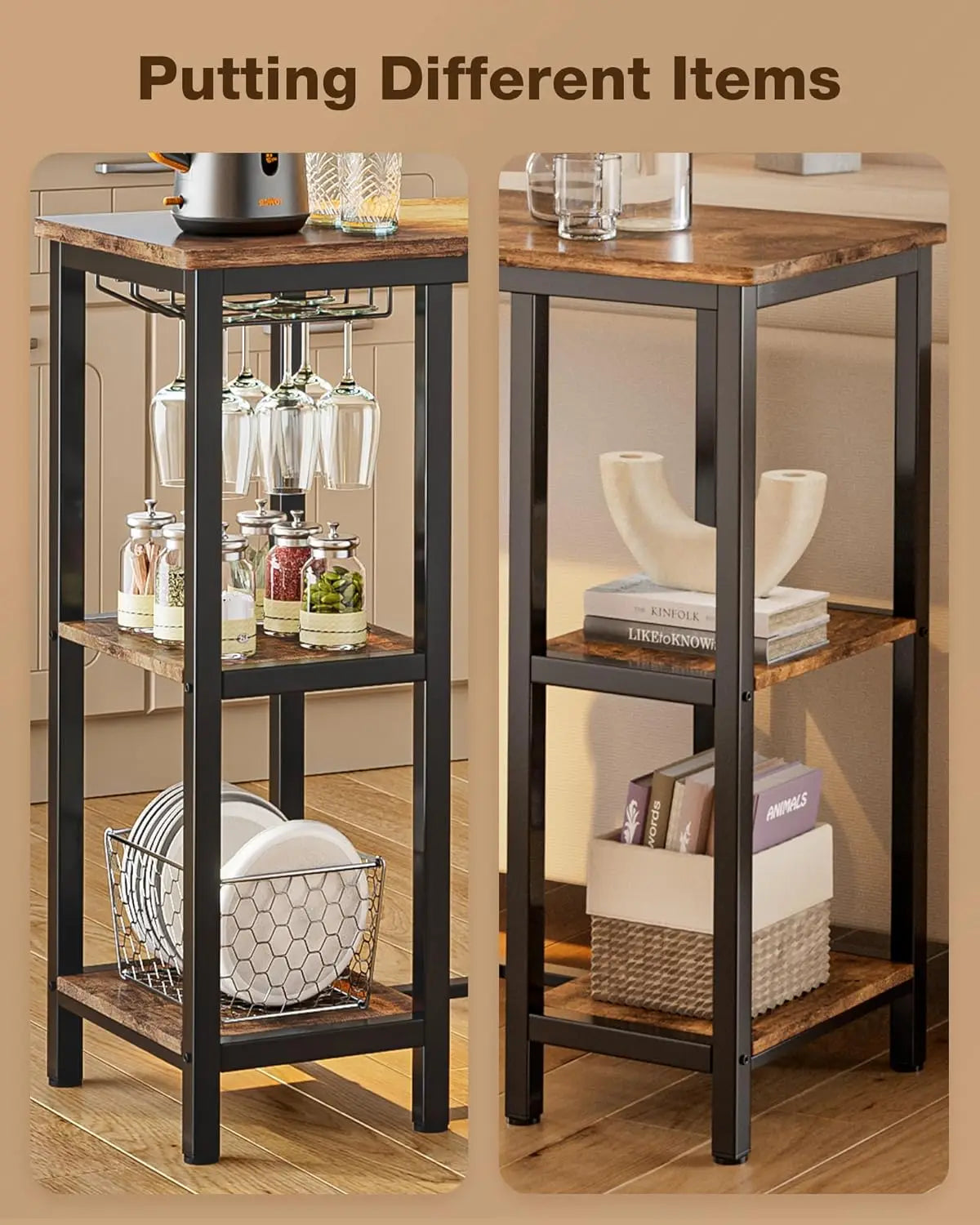 XMSJH Bar Table Set With Stools Shelves And Glass Rack