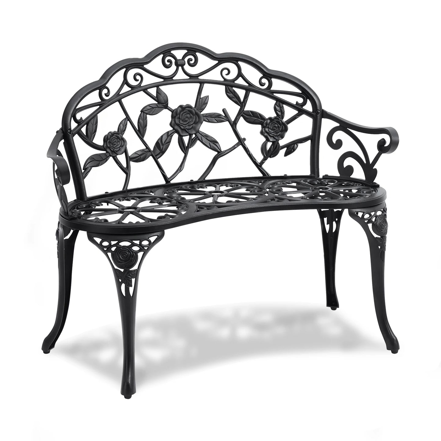 SucceBuy Outdoor Bench Wood And Metal Garden Seat 480 Lb Capacity