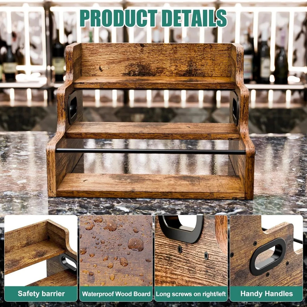 NBVCX Three Tier Countertop Liquor Display Shelf Organizer
