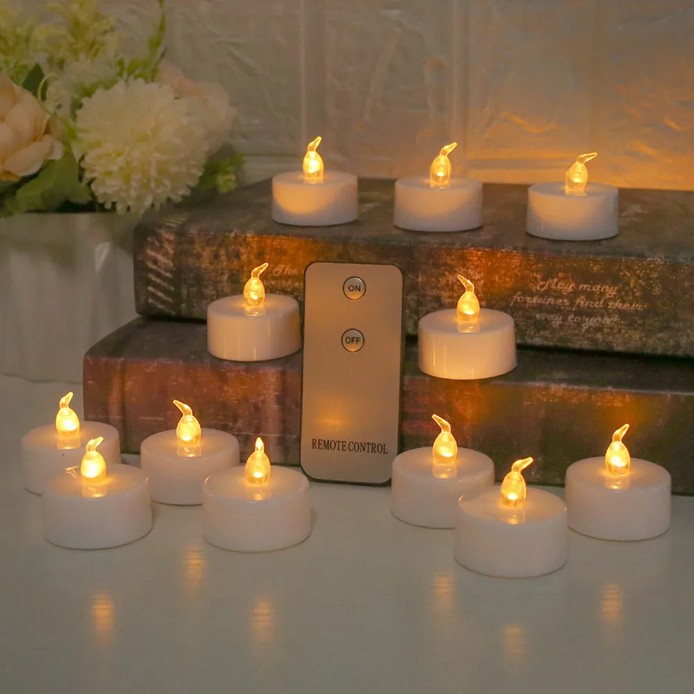 Feature Flameless LED Tealight Candles 12 Or 24 Pack