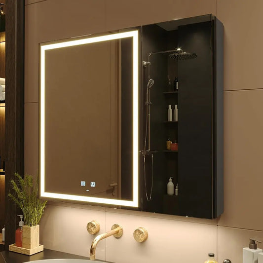 LED Bathroom Medicine Cabinet Defogger Dimmable Makeup Mirror USB