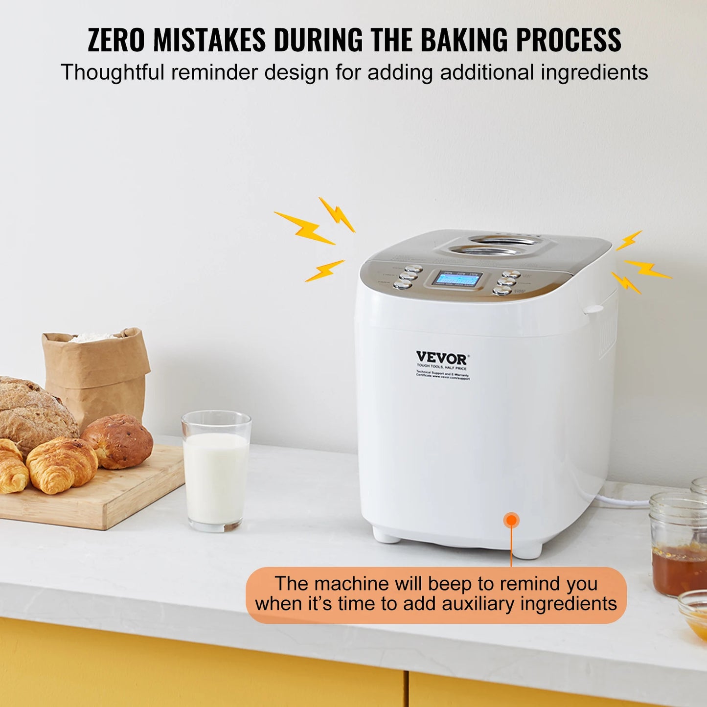 SucceBuy 15-In-1 Bread Maker With Gluten Free Setting Nonstick Ceramic Pan
