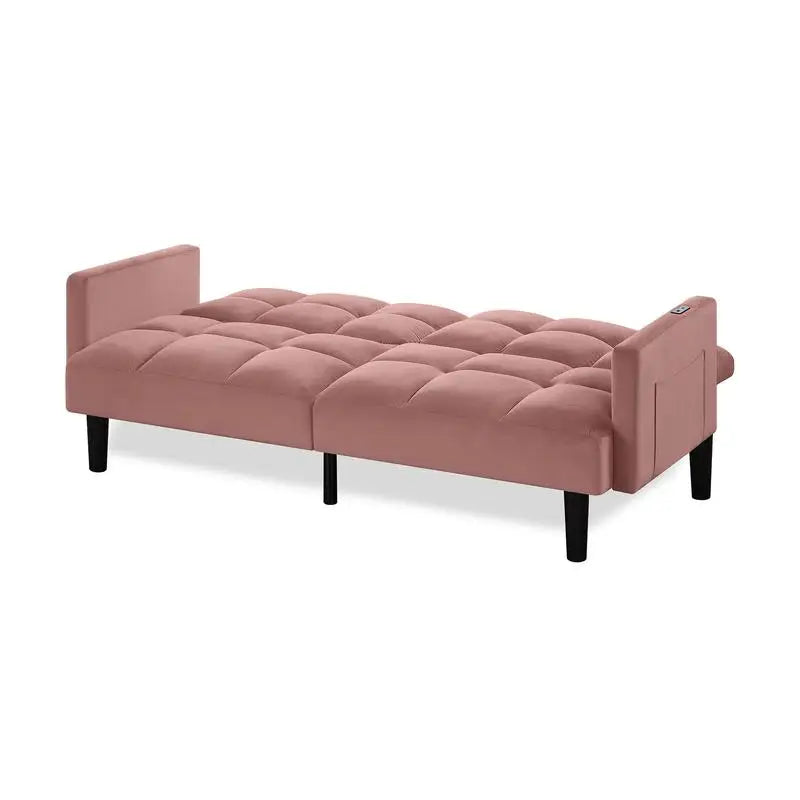CN Sichuan Convertible Tufted Sofa Bed Velvet Folding Couch