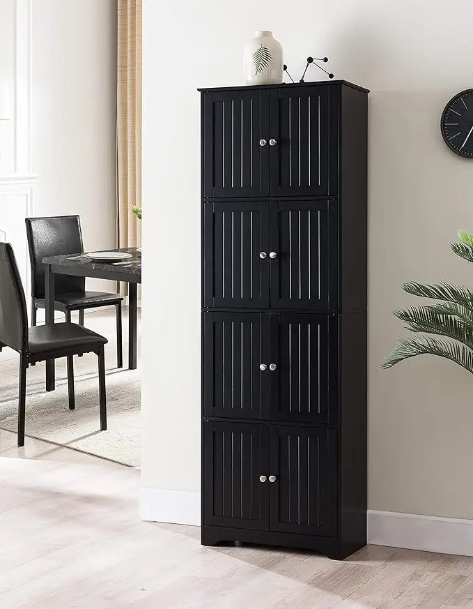 Lyons 4 Tier Kitchen Pantry Storage Cabinet with 8 Doors in White 68 Inches High