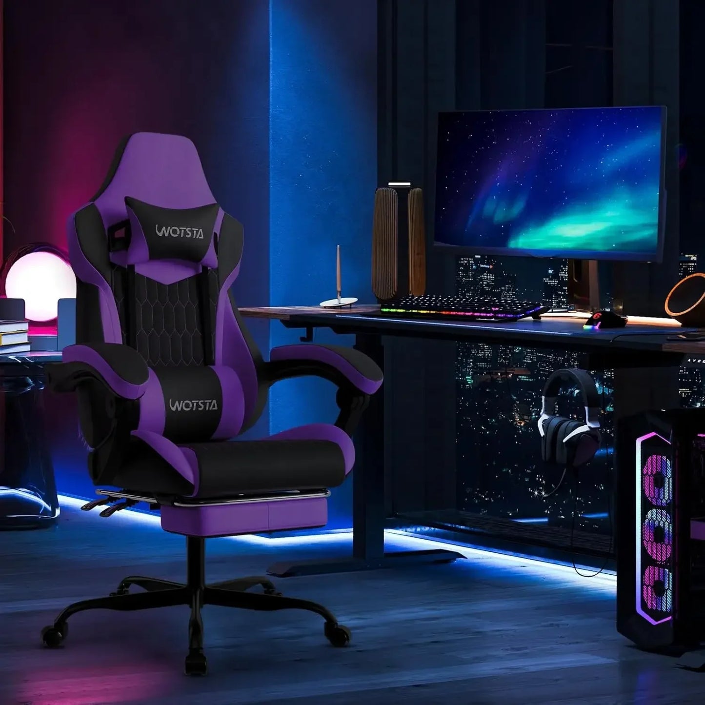 Ergonomic Gaming Chair With Footrest And Lumbar Support