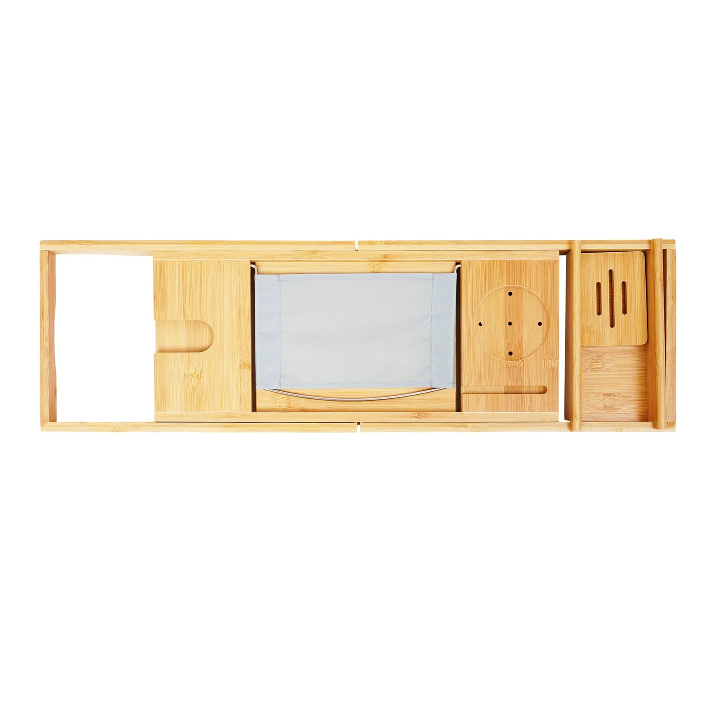 Bamboo Bathtub Caddy Tray Expandable Wooden Bath Rack