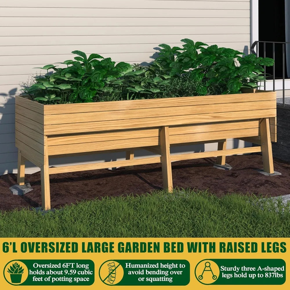 VEIKOU Raised Garden Bed 6 x 3 x 2FT with Detachable Liner for Outdoor Use