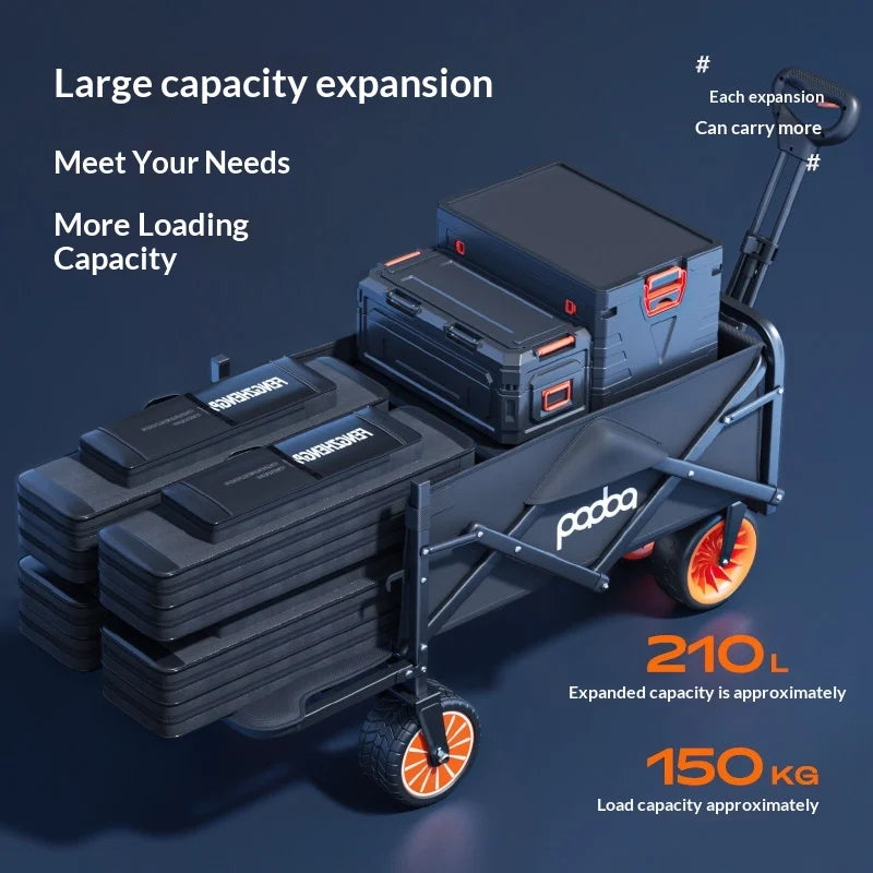 Electric Folding Trolley Cart Wagon Four Wheel Outdoor Utility