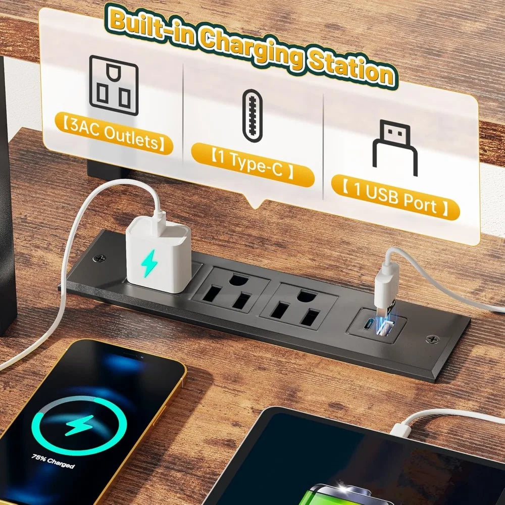 LZJV L Shaped Desk With Drawers And Storage