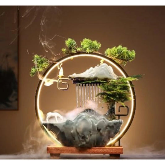 Bymaocar Tabletop Water Fountain With LED Light And Mist