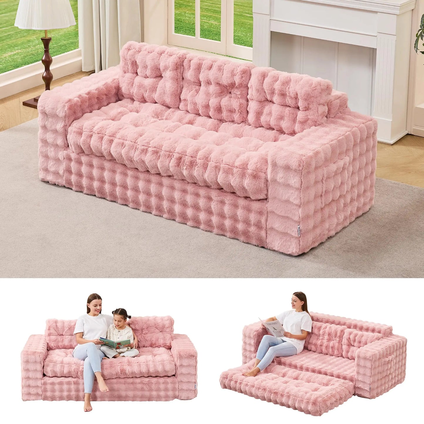 Fluffy Tufted Convertible Cloud Sofa For Living Room