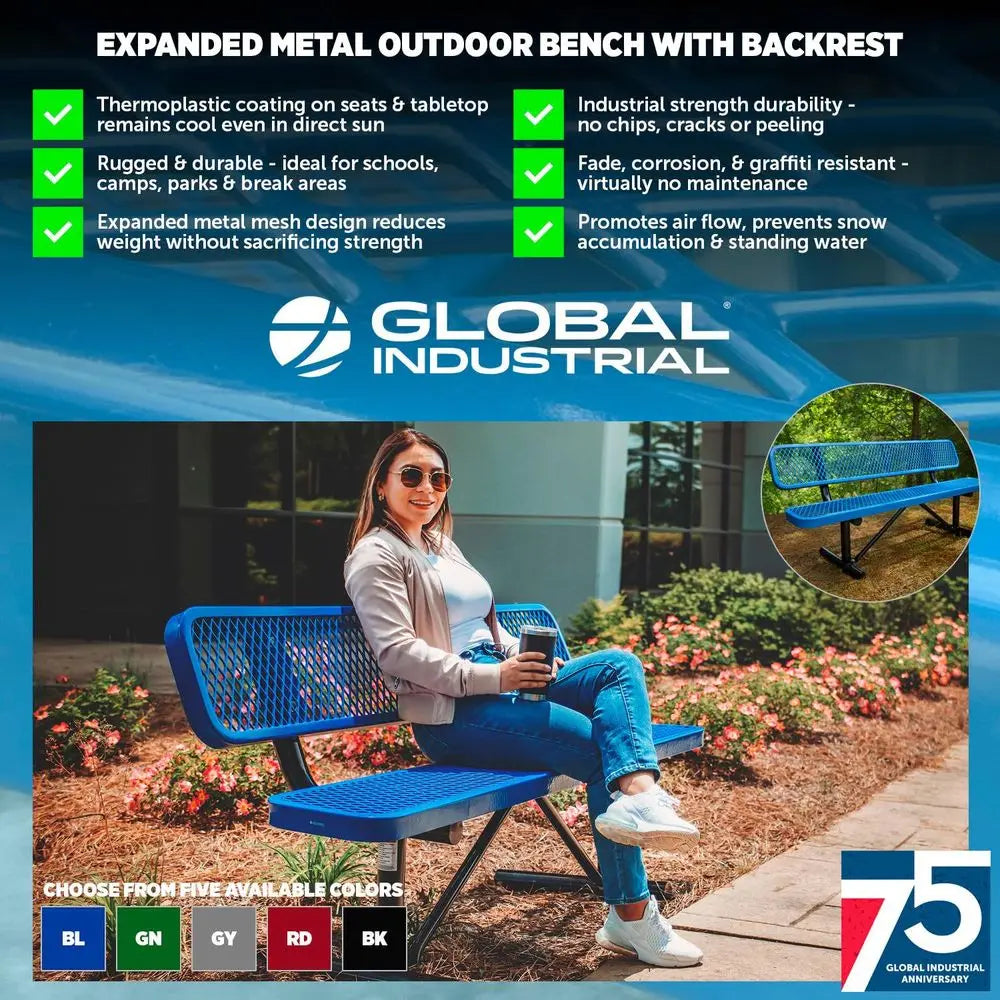 Industrial Heavy Duty Expanded Metal Mesh Bench With Backrest