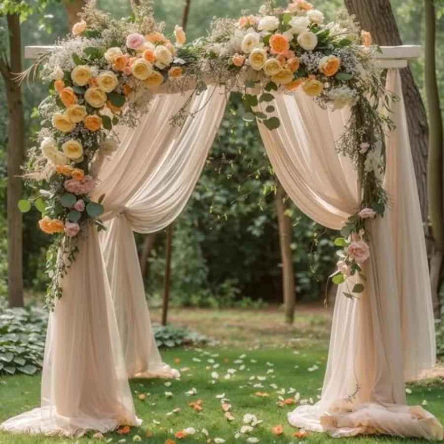 Wedding Backdrop Sheer Fabric Arch Drapery Curtain For Ceremony