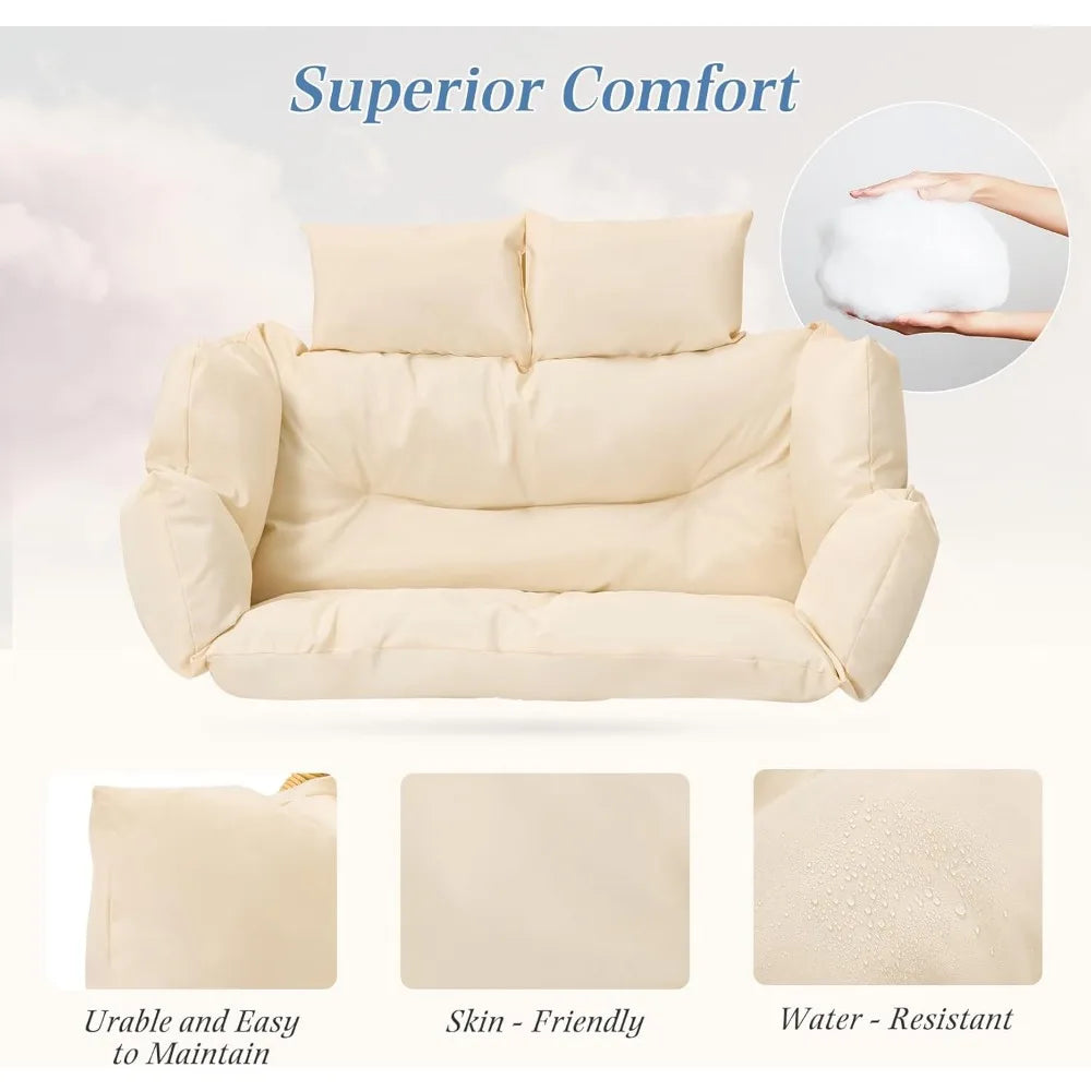 MKDK Outdoor Wicker Double Egg Loveseat Rocking Glider