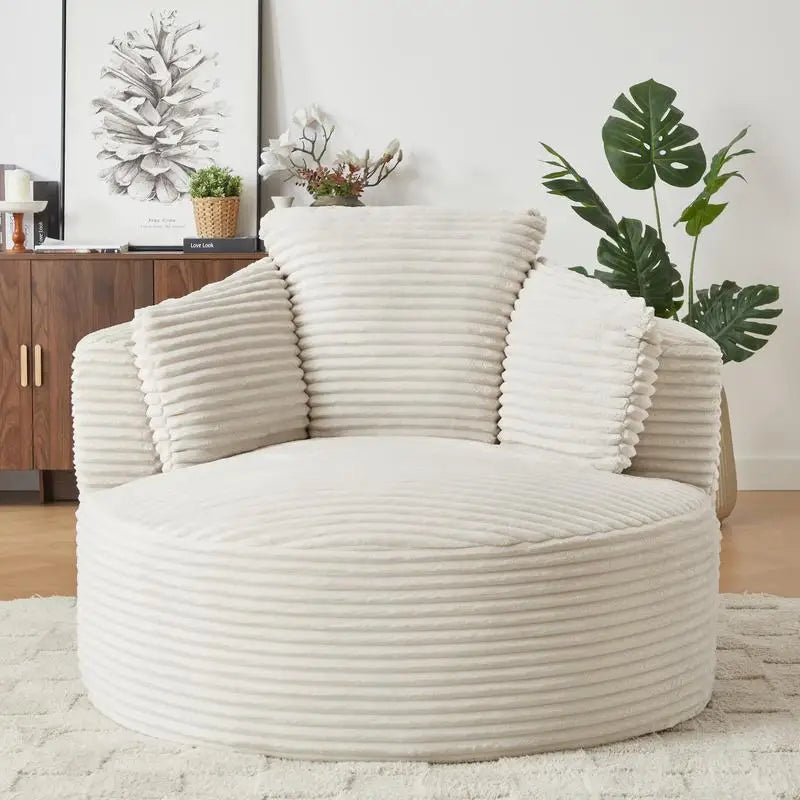 General Corduroy Round Chair Cushioned Backrest Modern