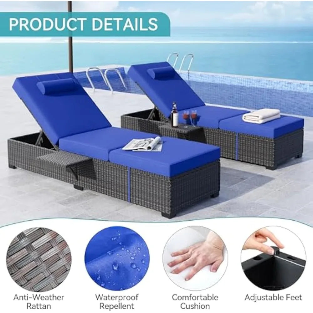 Hign Concerned Outdoor Wicker Chaise Lounge Recliners