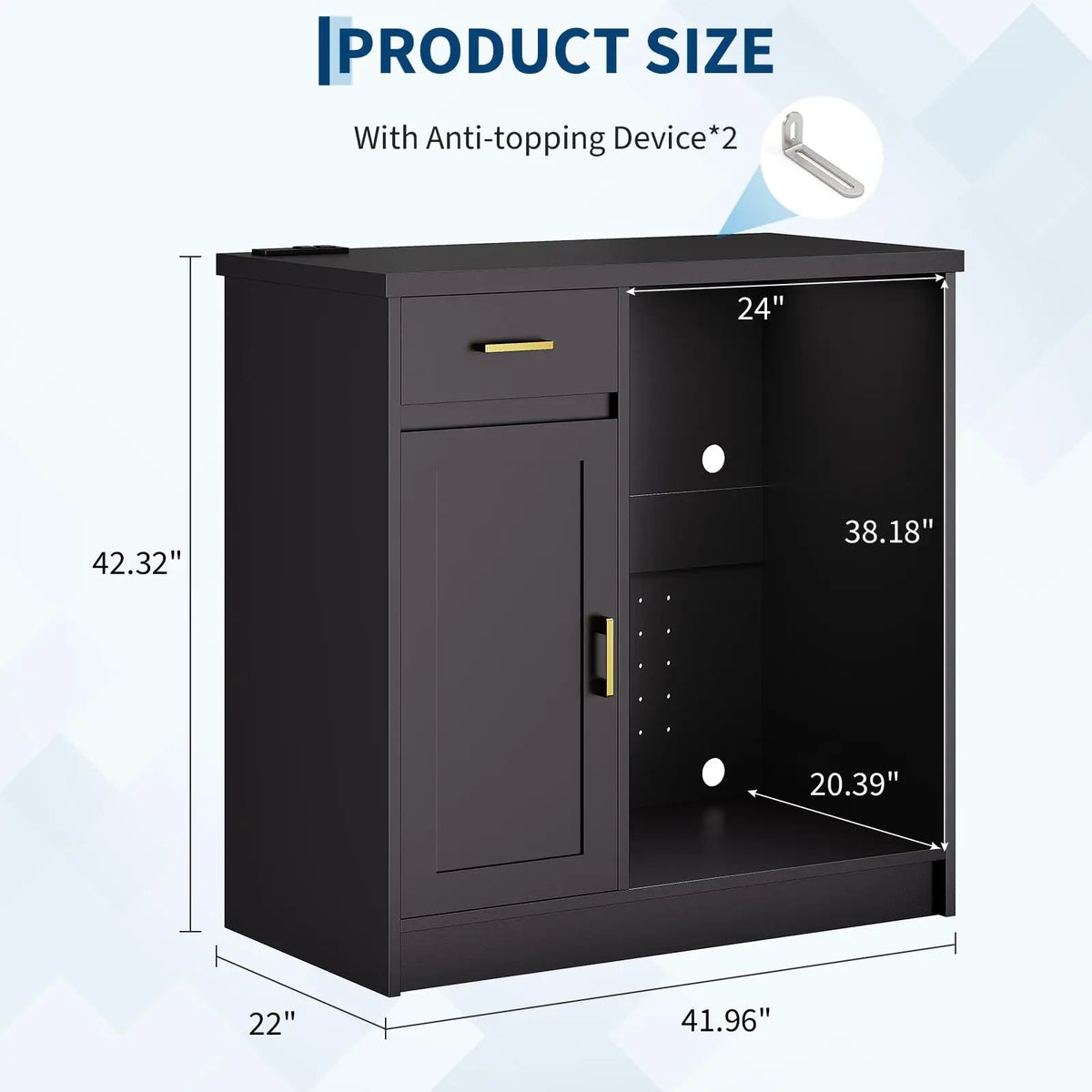 HiMISS Farmhouse Wine Bar Cabinet With USB Outlets Storage