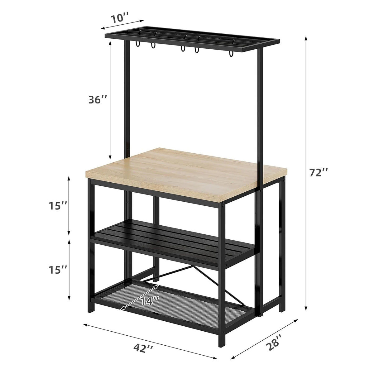 HiMISS Kitchen Island Bakers Rack Microwave Stand Storage Shelves