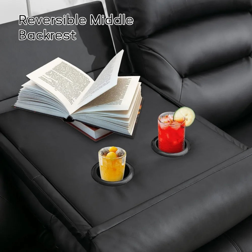 Electric Reclining Sofa 3 Seat With Faux Leather Comfort