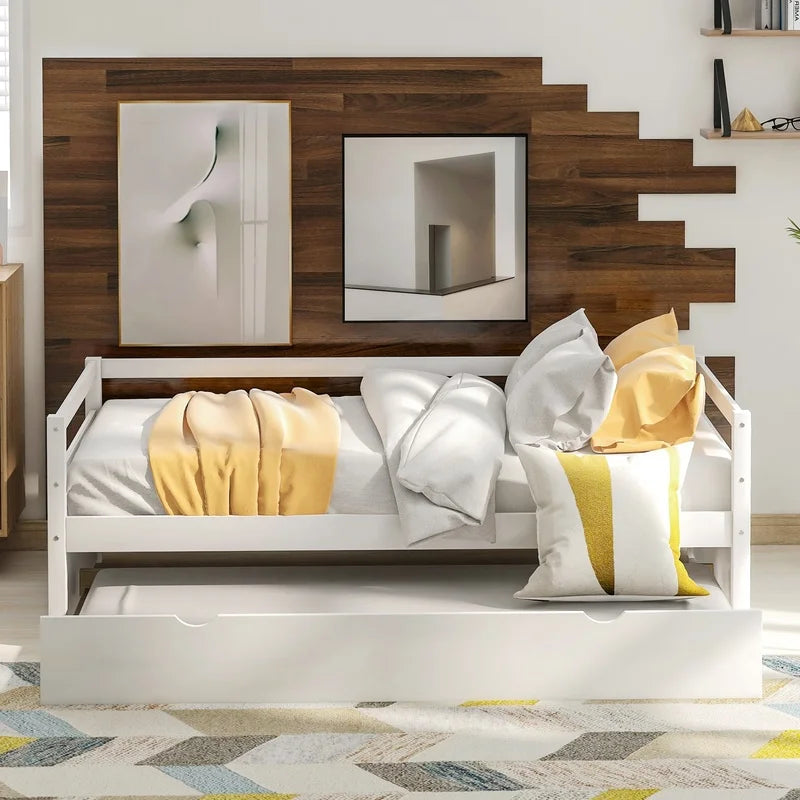 Daybed With Trundle Frame Bamboo Construction For Bedroom
