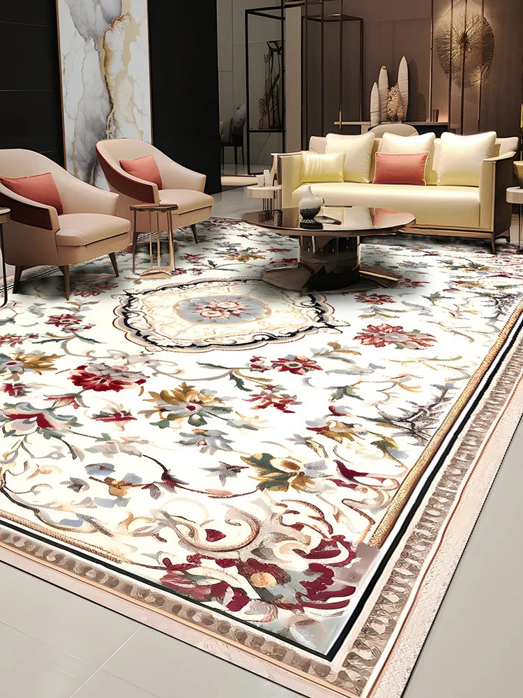 Pastoral Style Polyester Floor Rug for Living Room Bedroom