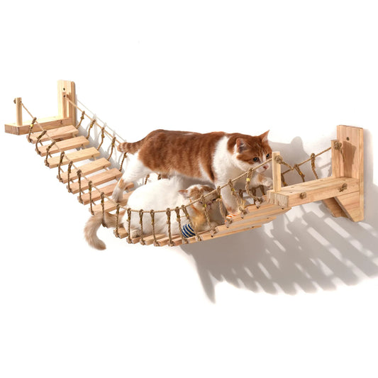 PETRAVELCN Wall Mounted Cat Bridge With Sisal Wood Steps