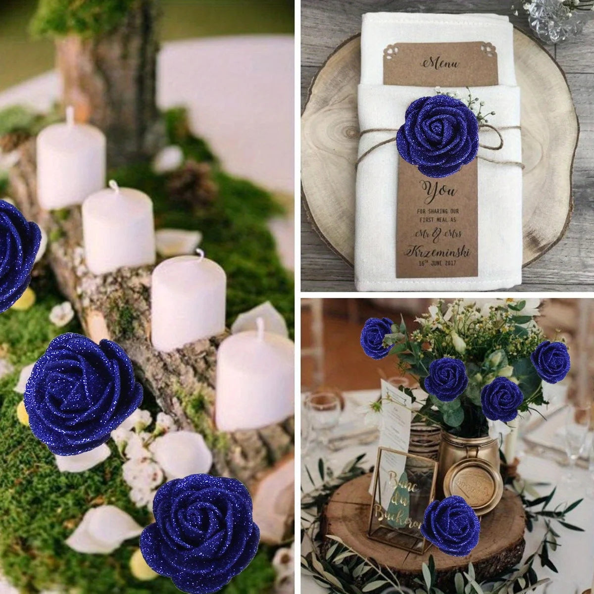 Artificial Rose Flowers Glitter Foam Roses With Stems Wedding